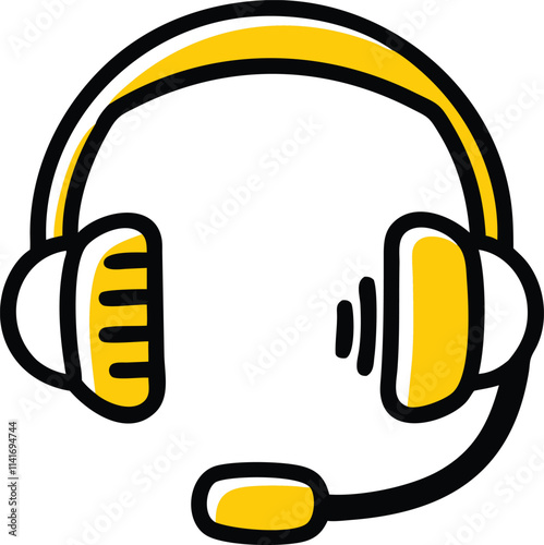 A customer service headset icon, with clean lines, on a solid transparent background Illustrator Artwork