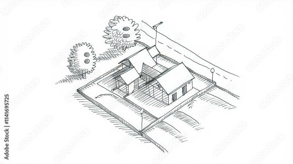 Hand Drawn Sketch Of A Modern House Design Hand Drawn Sketch Of A Modern House Design