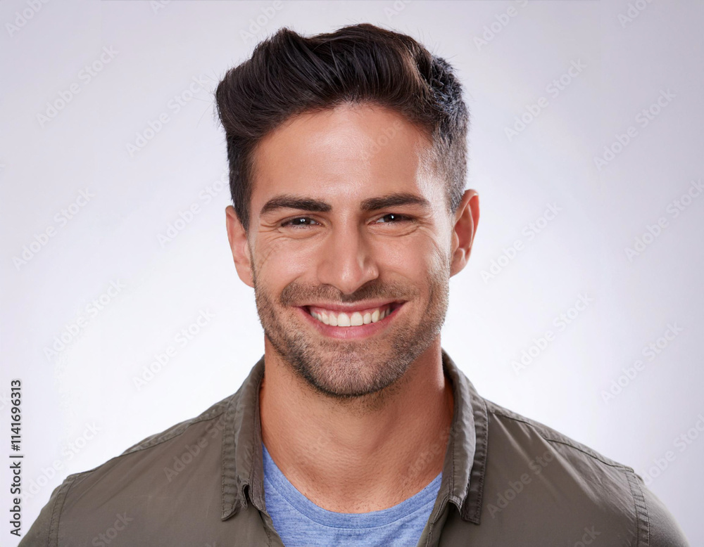 Obraz premium Smiling Hispanic Man Headshot in Studio