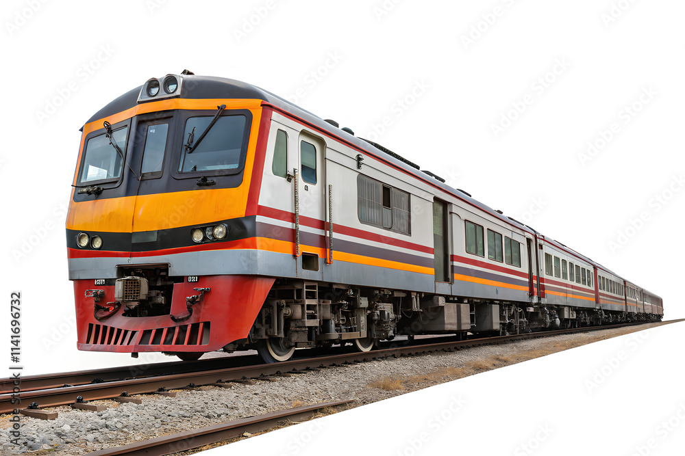 Express train diesel sprinter State Railway. cut out, on isolated white Express train diesel sprinter State Railway. cut out, on isolated white