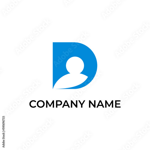 Letter D People Logo, Letter D and People combination ,usable for brand and business logos, flat design logo template, vector illustration