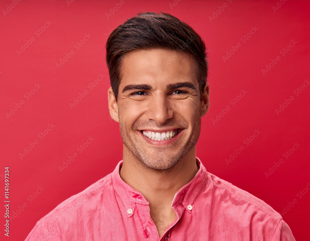 Fototapeta premium Smiling Hispanic Man Headshot in Studio