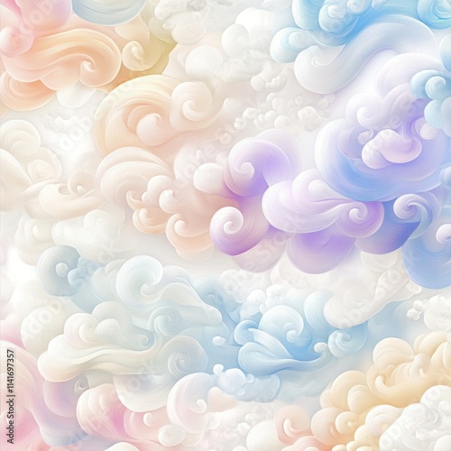 Soft colorful clouds abstract art digital illustration fantasy environment aesthetic design viewpoint