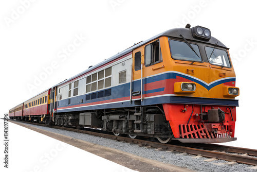 Thai Train diesel sprinter. cut out, on isolated white background, Clipping path