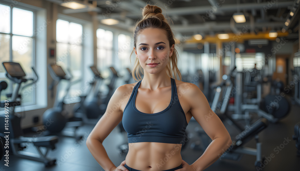 woman in gym after a good workout posing to camera, well lit picture, highly detailed, wellbeing woman in gym after a good workout posing to camera, well lit picture, highly detailed, wellbeing