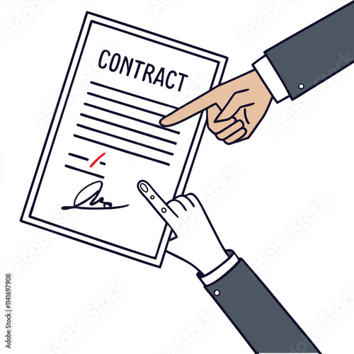  hand icon pointing at a contract, symbolizing agreement Illustrator Artwork