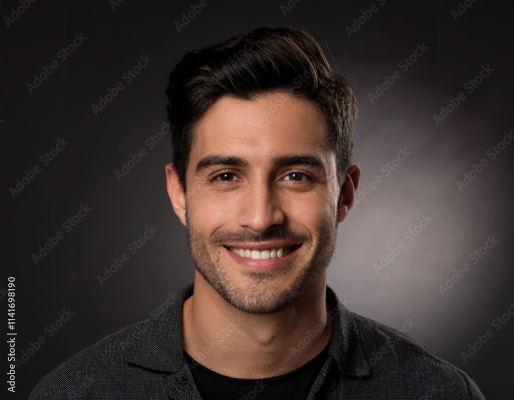 Smiling Hispanic Man Headshot in Studio Smiling Hispanic Man Headshot in Studio