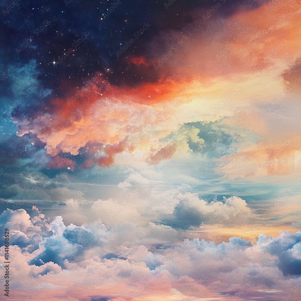 Celestial Cloudscape: A Dreamy Sunrise or Sunset Celestial Cloudscape: A Dreamy Sunrise or Sunset