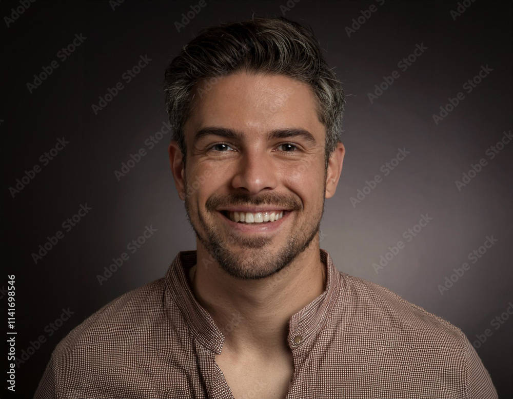Smiling Hispanic Man Headshot in Studio Smiling Hispanic Man Headshot in Studio