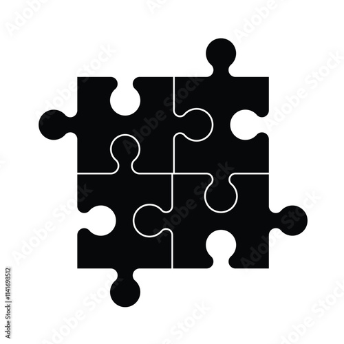 black jigsaw puzzle pieces set