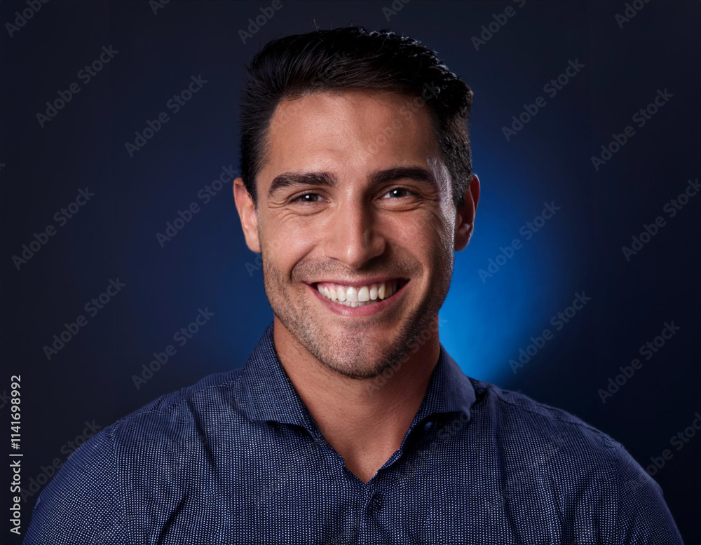 Obraz premium Smiling Hispanic Man Headshot in Studio