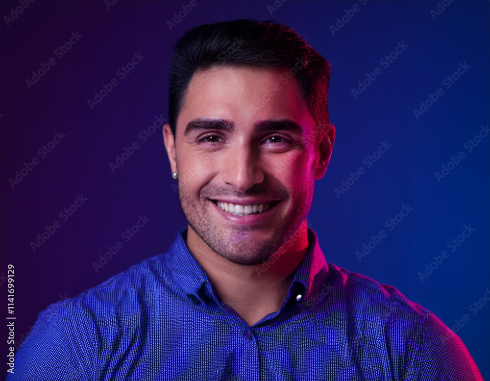 Obraz premium Smiling Hispanic Man Headshot in Studio