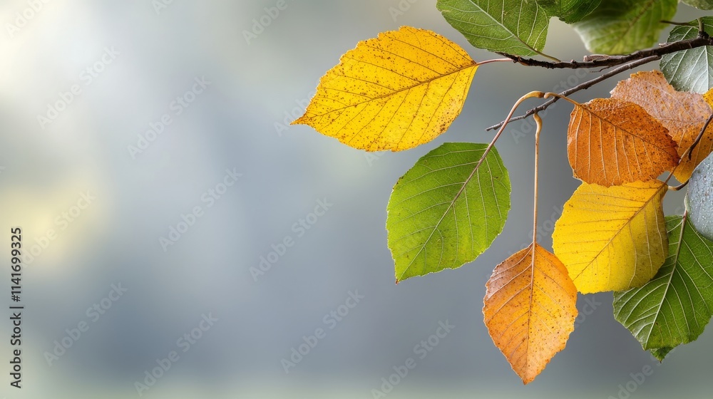 Beautiful Branch with Colorful Leaves