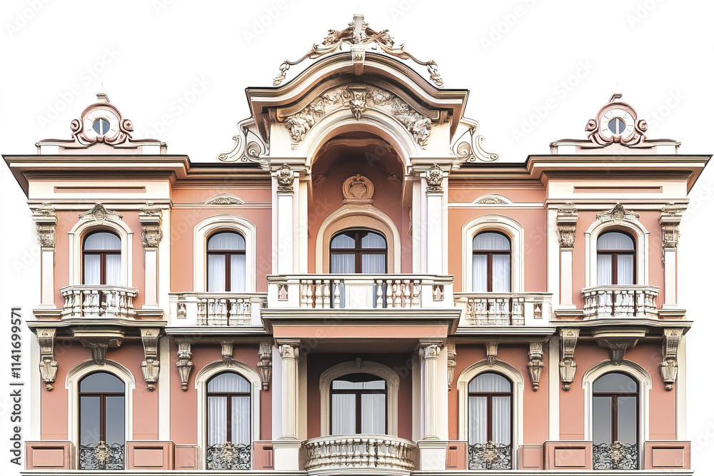 Elegant traditional building with ornate design and decorative elements Elegant traditional building with ornate design and decorative elements