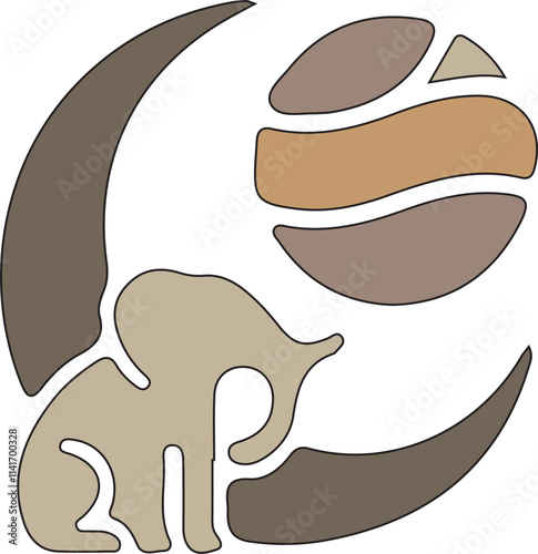 Elephant animal anagram symbol logo icon design as a mascot depiction of strength and sturdiness for large companies