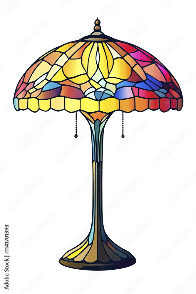 colorful stained glass lamp with elegant design and intricate details colorful stained glass lamp with elegant design and intricate details