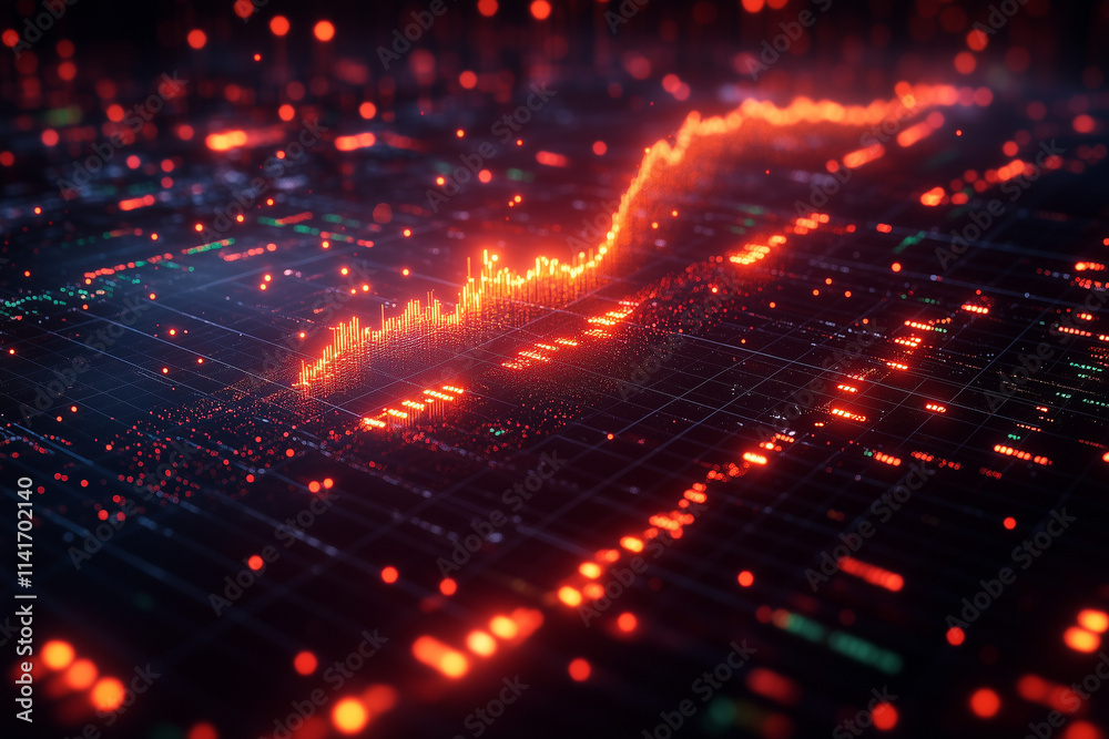 Fototapeta premium Futuristische 3D-Datenvisualisierung von Marktanalysen und Finanzstatistiken