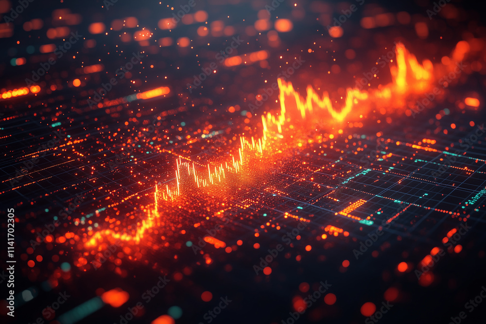 Fototapeta premium Futuristische 3D-Datenvisualisierung von Marktanalysen und Finanzstatistiken