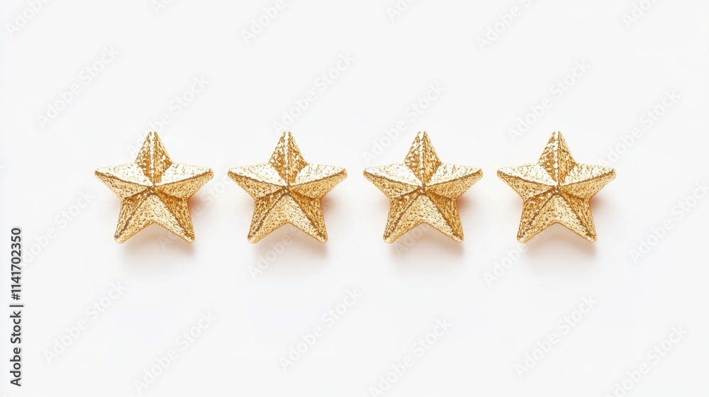 Shiny Golden Five-Star Rating Icon for Review and Feedback Concepts Shiny Golden Five-Star Rating Icon for Review and Feedback Concepts
