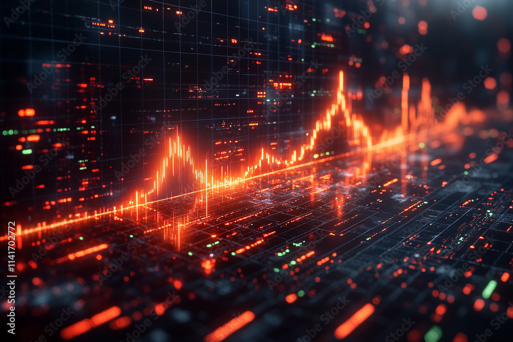 Fototapeta premium Futuristische 3D-Datenvisualisierung von Marktanalysen und Finanzstatistiken