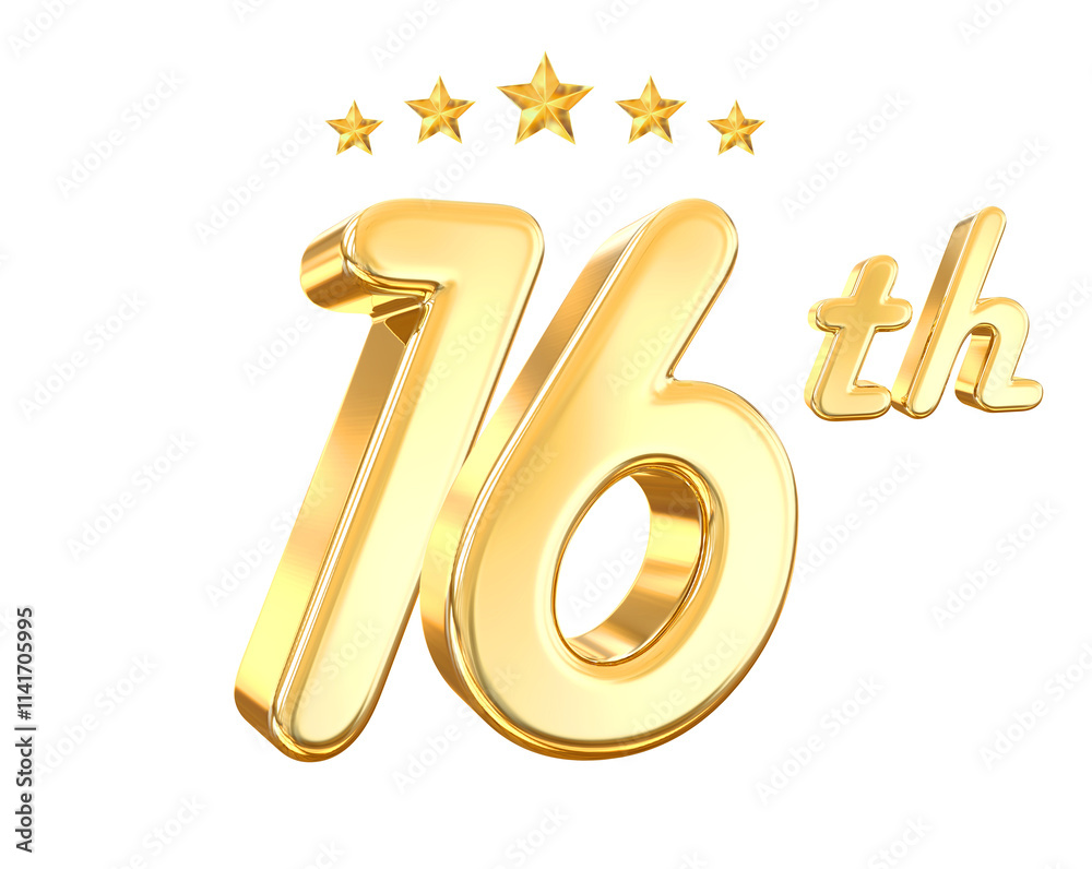 16 Year Anniversary Gold Number 16 Year Anniversary Gold Number