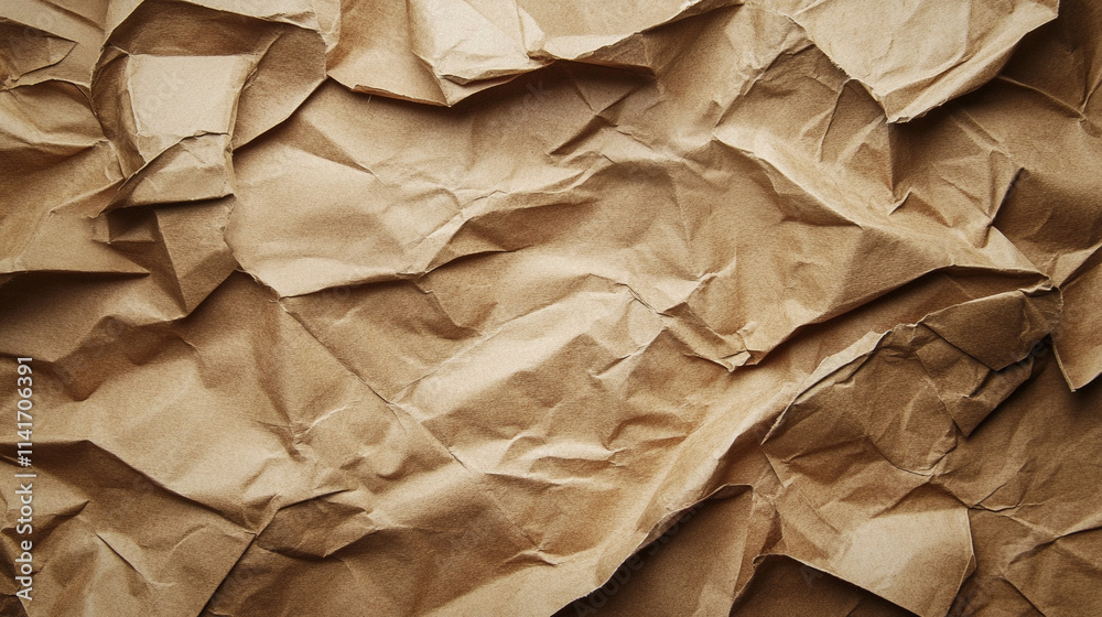 Close-up of textured cardboard paper, showcasing its grunge surface with creases and imperfections. The image symbolizes chaos, impermanence, and the beauty in raw, aged materials