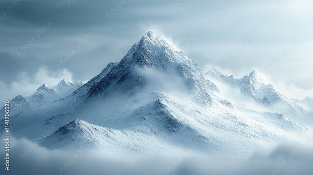 custom made wallpaper toronto digitalSnow-covered mountains shrouded in mist.