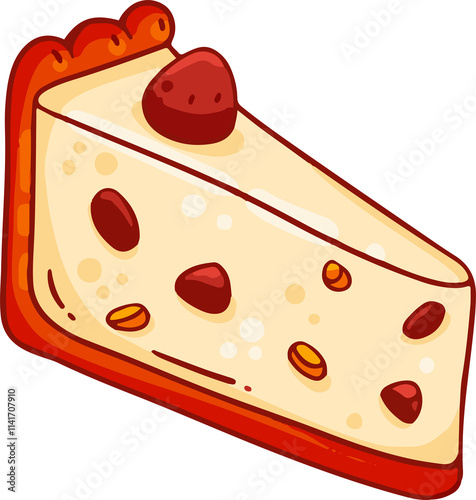 illustration of cheesecake with strawberry on top