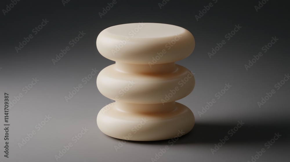 Creamy stacked form on gray. Creamy stacked form on gray.