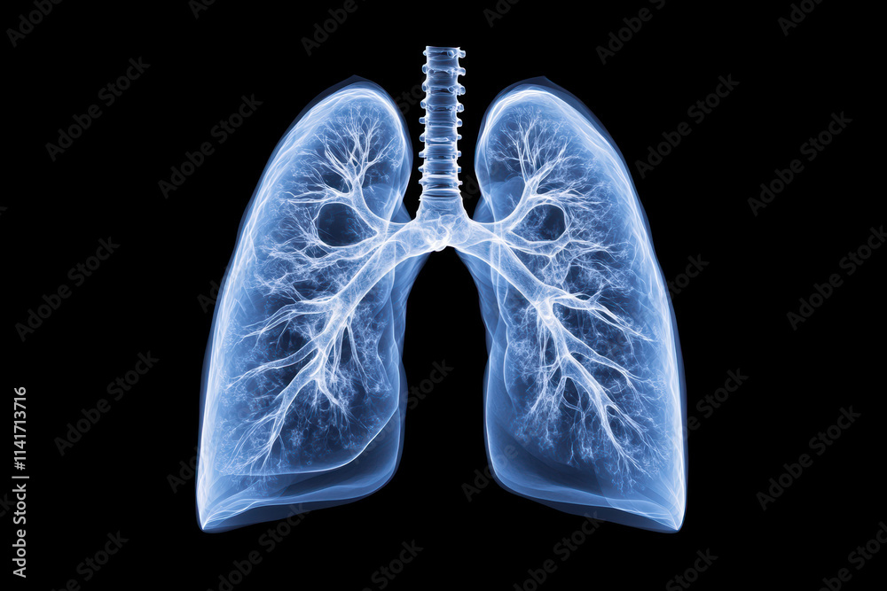 Futuristic X Ray Visualization of Human Lungs with Bronchial Structure Futuristic X Ray Visualization of Human Lungs with Bronchial Structure
