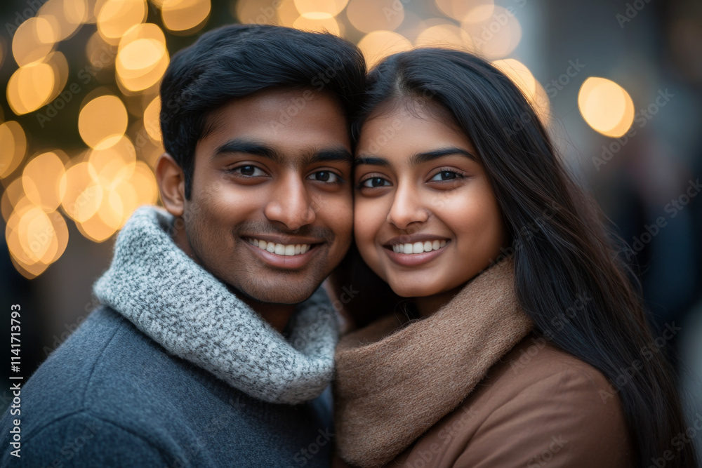 Portrait of happy Indian ethnic young people holding together in a festive background Portrait of happy Indian ethnic young people holding together in a festive background
