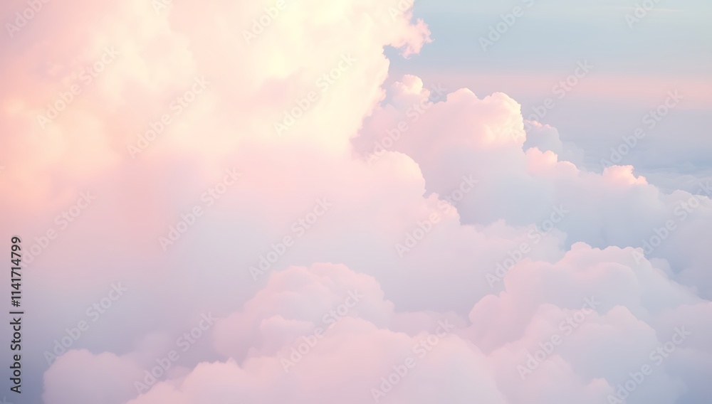 Pastel Cloudscape At Sunset A Serene Sky View Pastel Cloudscape At Sunset A Serene Sky View