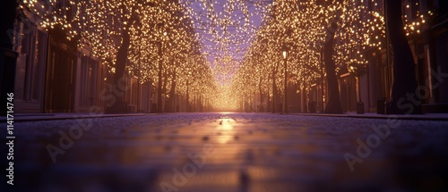 Street scene with a lot of lights and trees