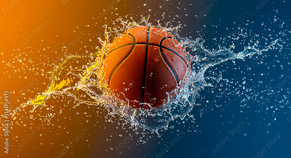 Basketball ball in the water create water splash Basketball ball in the water create water splash