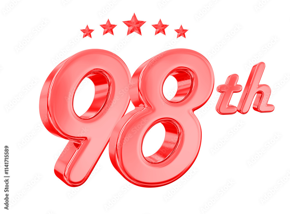 98 Year Anniversary Red Number 98 Year Anniversary Red Number