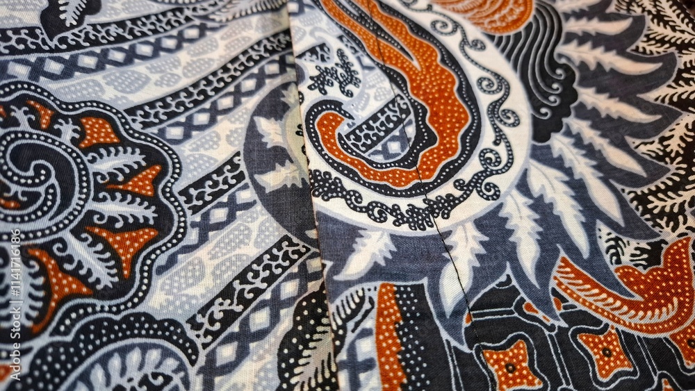 Obraz premium Batik of Indonesia. Batik Javanese with details motif. Batik is a blend of art and culture. With various motif of animals, humans, geometrics, and worn for religious, traditional and official occasion