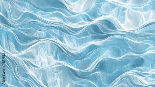 Abstract Waves Blue and White, Flowing Lines, Fluid Motion Pattern, Artistic Waves, Sea Inspired Design, Ocean Like Art