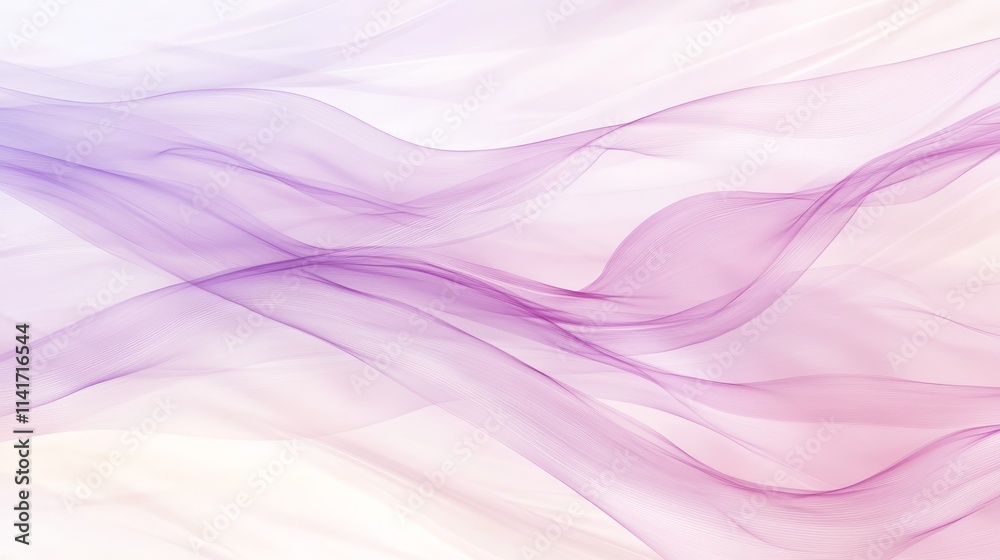 Abstract Pastel Waves, Purple Soft Flowing Lines, Gentle Abstract Art