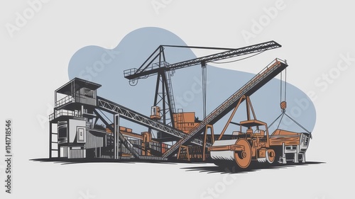 Wallpaper Mural Industrial Construction Site Machinery and Equipment Torontodigital.ca