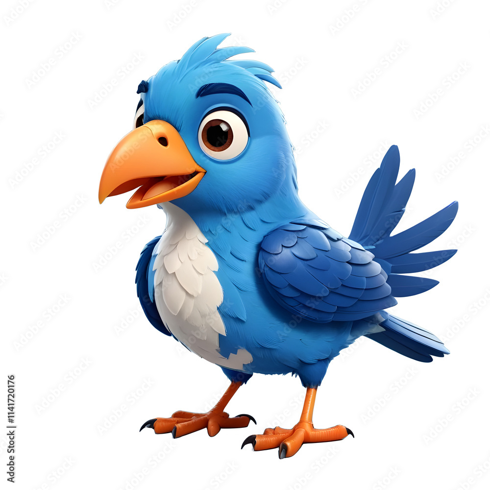 3d rendering of a happy blue bird character standing with its beak open and smiling, isolated on a clear background, ideal for kids' projects, illustrations, and animations 3d rendering of a happy blue bird character standing with its beak open and smiling, isolated on a clear background, ideal for kids' projects, illustrations, and animations