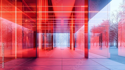 Smart home entrance with cutting edge security  motion sensors, cameras, and fingerprint access.