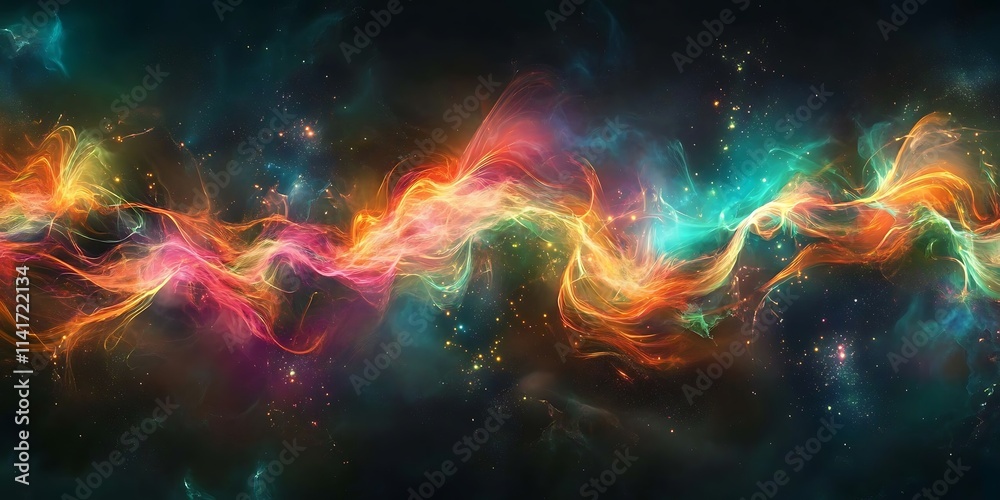 Obraz premium Vibrant glowing waveforms representing AI creativity