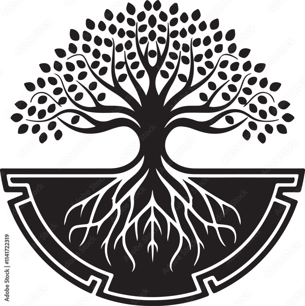 Fototapeta premium Circular Graphic Tree Brand Icon logo
