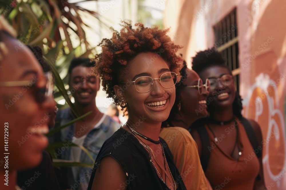 Portrait of a beautiful young african american woman with curly hair, wearing glasses. Portrait of a beautiful young african american woman with curly hair, wearing glasses.
