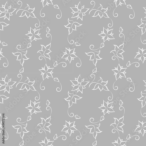 seamless botanical pattern of painted oriental motifs 