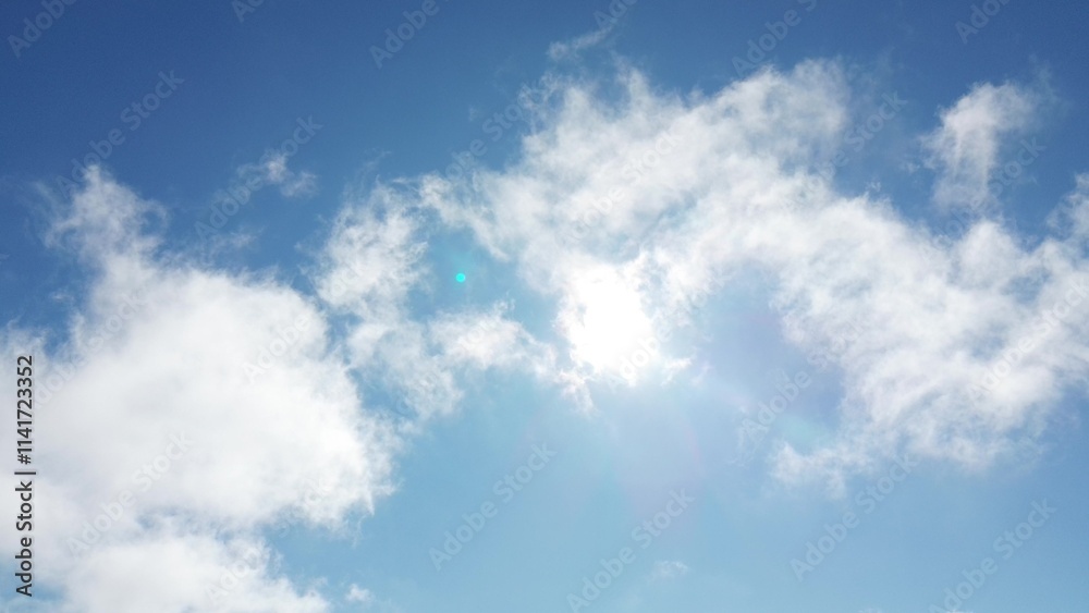 Obraz premium Golden Sunset and Clear Blue Sky in Serene Landscape