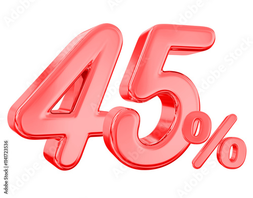 45 Percent Red offer in 3d photo