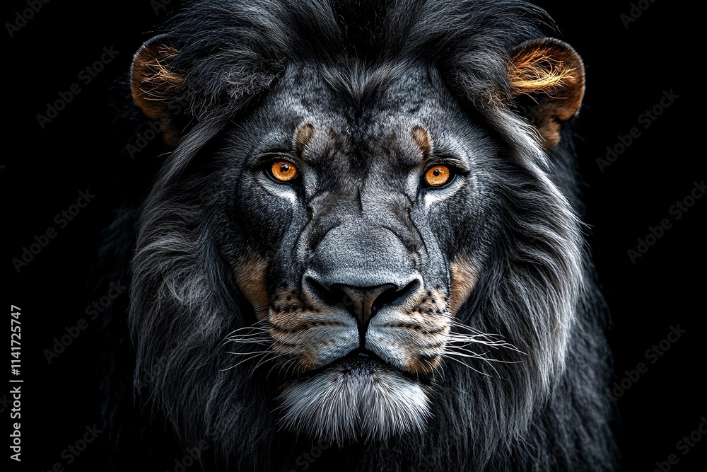 Fototapeta premium Fierce Monochrome Lion: Ready to Strike