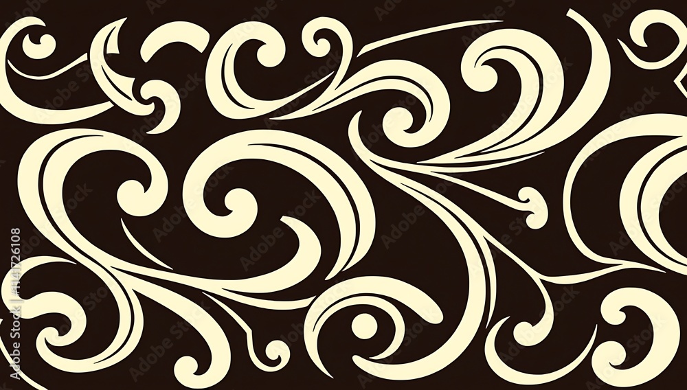 Elegant Cream Swirls on Dark Background Design Elegant Cream Swirls on Dark Background Design
