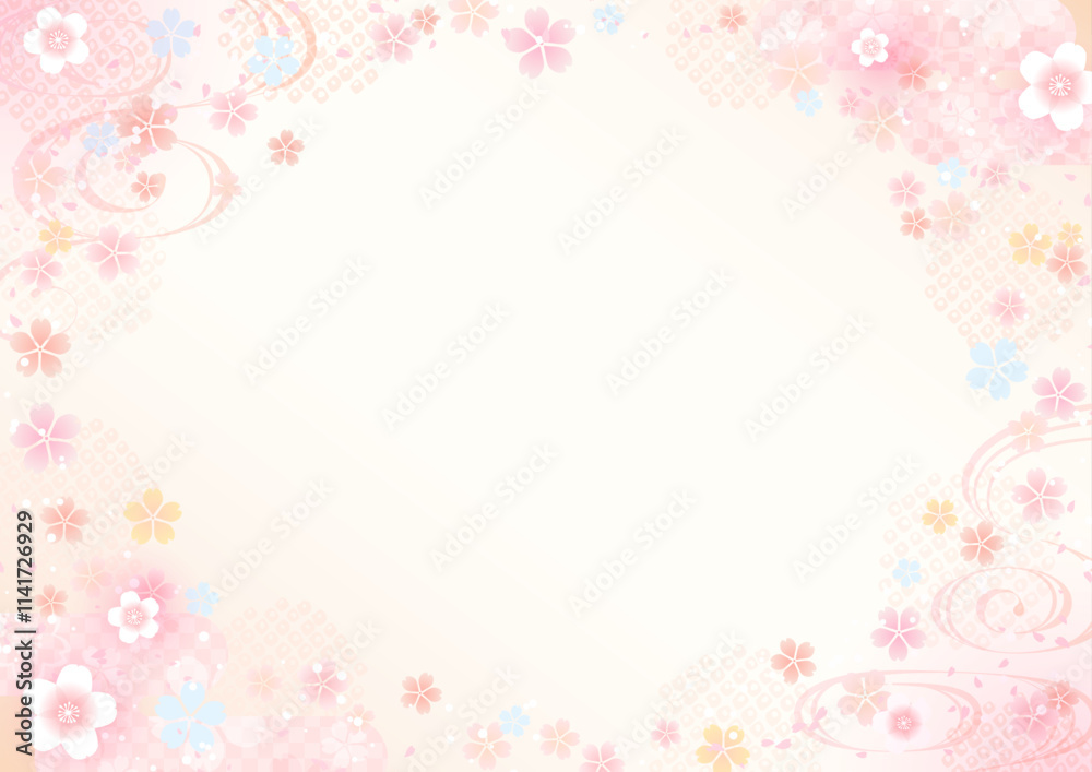 Beautiful Japanese pattern background of cherry blossoms in Japanese style Beautiful Japanese pattern background of cherry blossoms in Japanese style